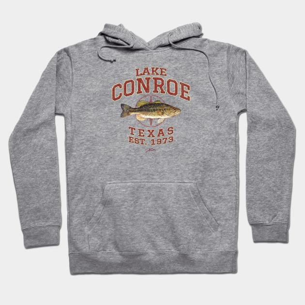 Lake Conroe, Texas, Est. 1973, with Largemouth Bass Hoodie by jcombs